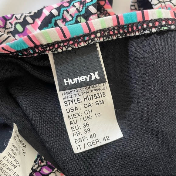 Hurley Bikini Tie Up Double Strap Swim Suit Swimwear Pink Purple Small Medium - Picture 7 of 8